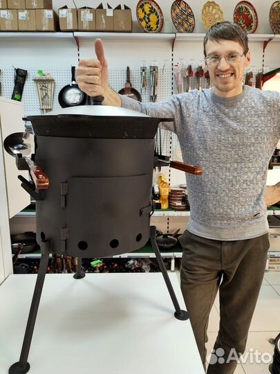 Комплекты казан чугунный + печь премиум + шумовка