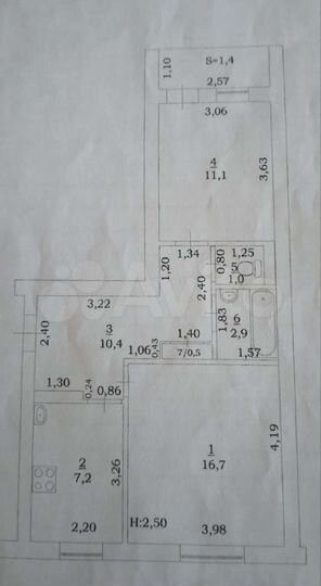 2-к. квартира, 49,8 м², 5/5 эт.