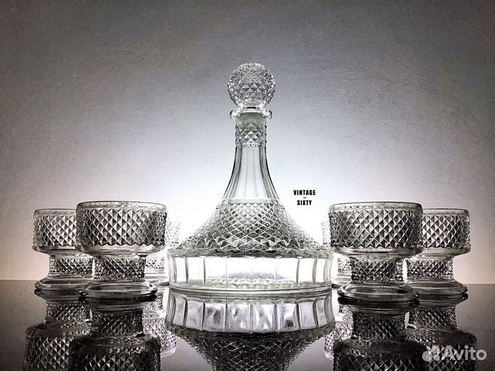 Штоф декантер и 6 бокалов Чехословакия 60-е гг