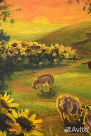 Интерьерная картина - Вечер в деревне