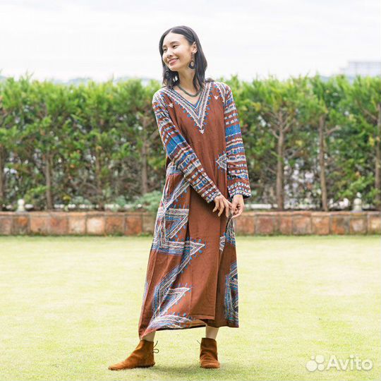 Платье с набивныи рисунком, Этно стиль