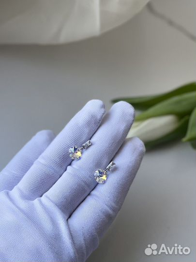 Серьги с кристаллом хамелеоном