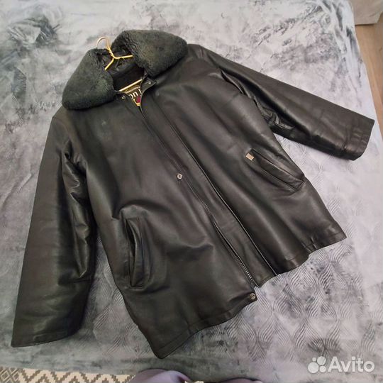 Куртка кожаная мужская зимняя, 50-52 р-р