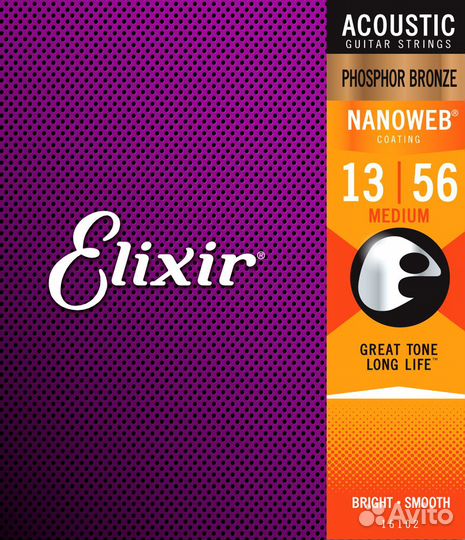 Струны для гитары Elixir 16102 NanoWeb Medium 13-5