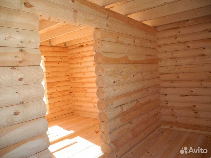 Сруб дома - бани 6х8.75м. полтора этажа (Видео)