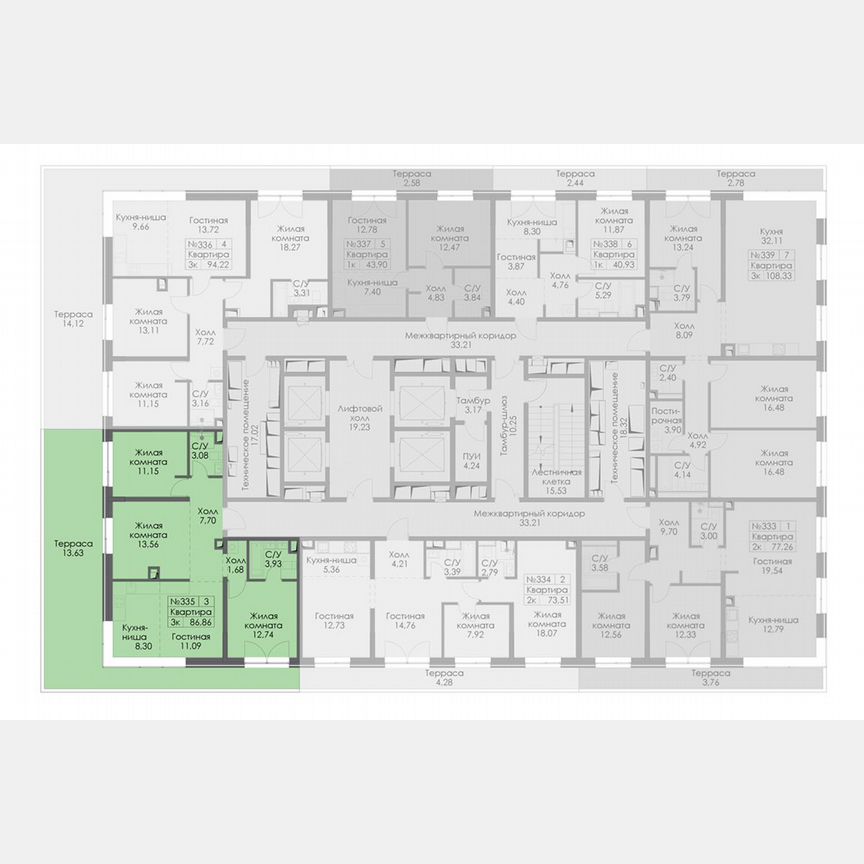 3-к. квартира, 86,9 м², 18/26 эт.