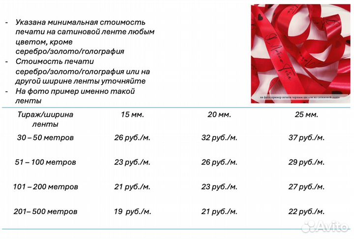 Печать на лентах упаковочная/подарочная /имиджевая