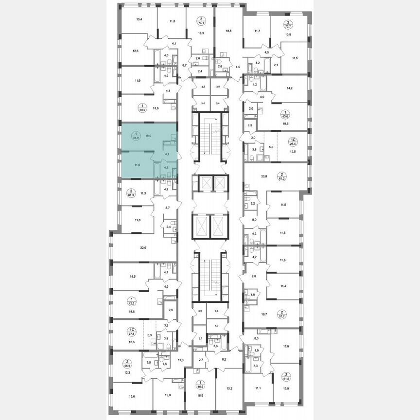 1-к. квартира, 38,9 м², 5/19 эт.