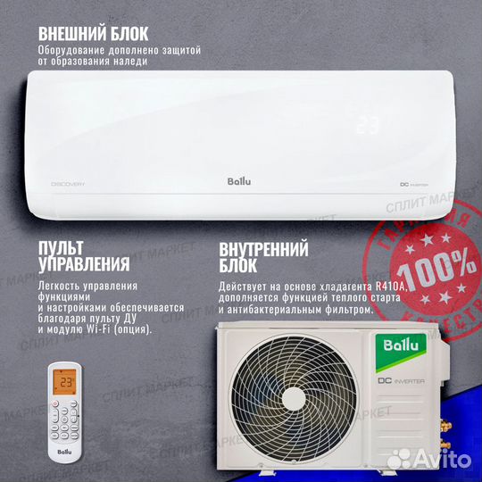 Ballu discovery bsvi-12HN8 инвертор алиса Wi-Fi