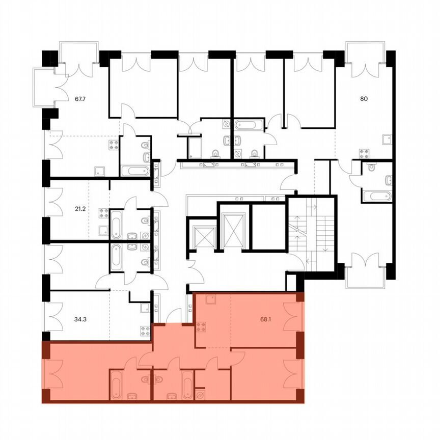 2-к. квартира, 68,1 м², 3/9 эт.