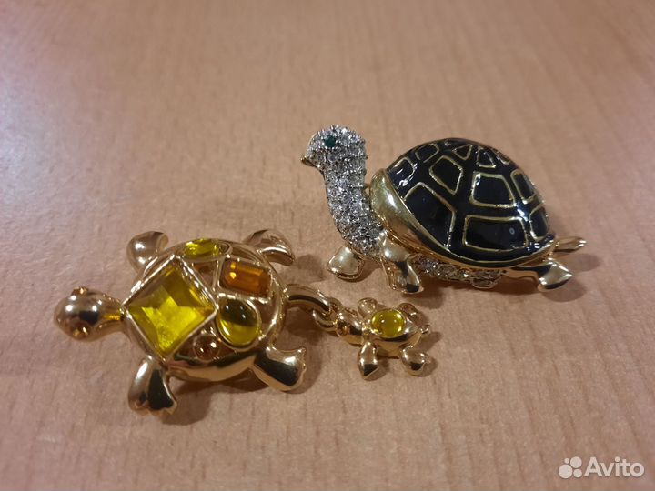 Брошь Черепашка Cinderella США. Брошки винтаж 2шт