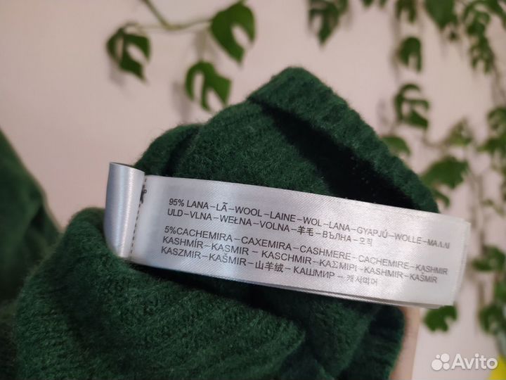 Massimo Dutti шерсть кашемир зелёный свитер