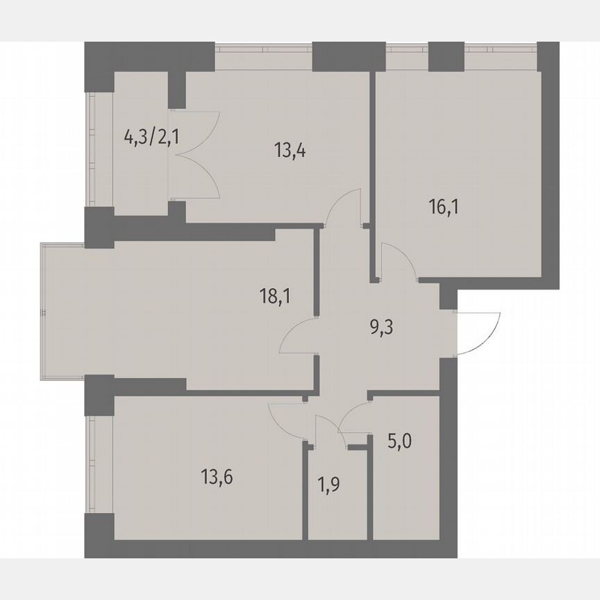 3-к. квартира, 79,6 м², 12/13 эт.