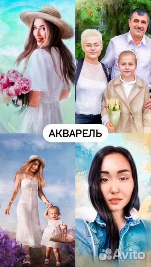 Портрет по фото на холсте