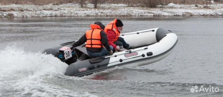 Лодка пвх Посейдон Касатка-335 серый/белый