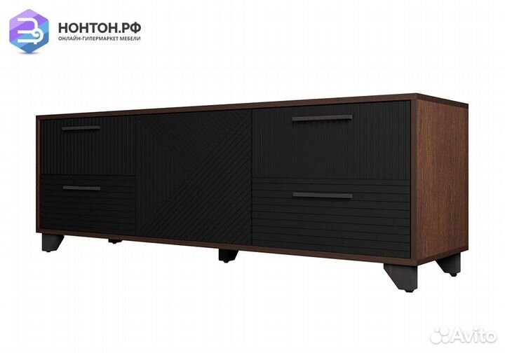 Тв-тумба со створкой Копенгаген венге / черный мат