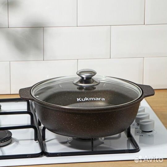 Жаровня, 3 л, стеклянная крышка, антипригарное пок