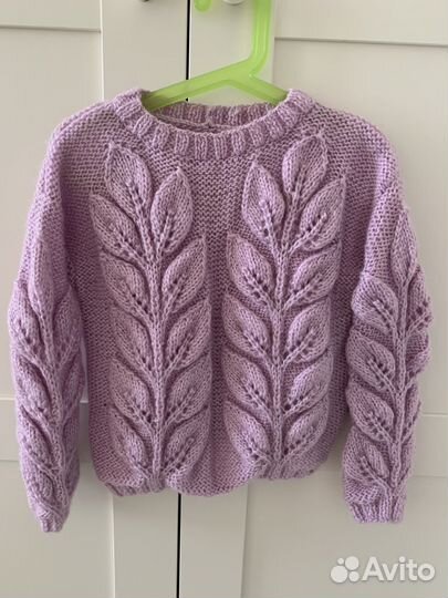 Свитер листья ручная работа