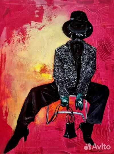 Яркая стильная картина мужчина в костюме