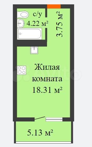 Квартира-студия, 31,5 м², 16/23 эт.