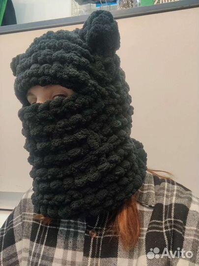Балаклава вязаная с ушками