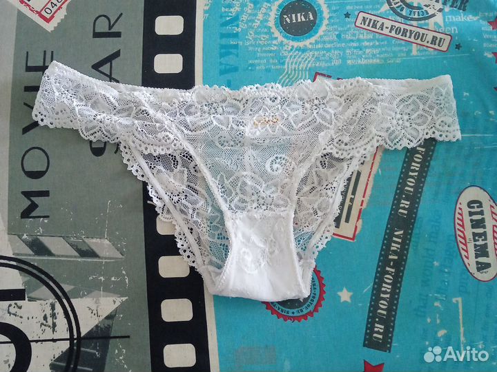 Трусики-бразильяно кружевные белые (44-46)