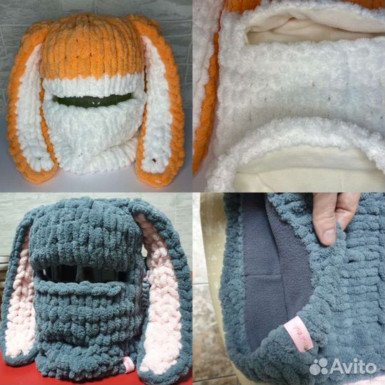 На заказ комплект балаклава с ушками + митенки