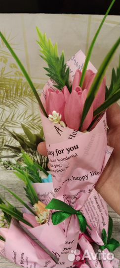 Тюльпаны из мыла ручной работы, подарок на 8 марта