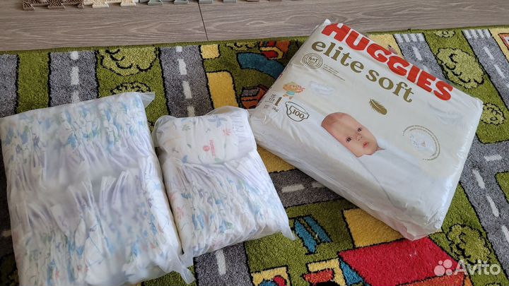 Подгузники huggies elite soft 1 - 100 шт +63 шт