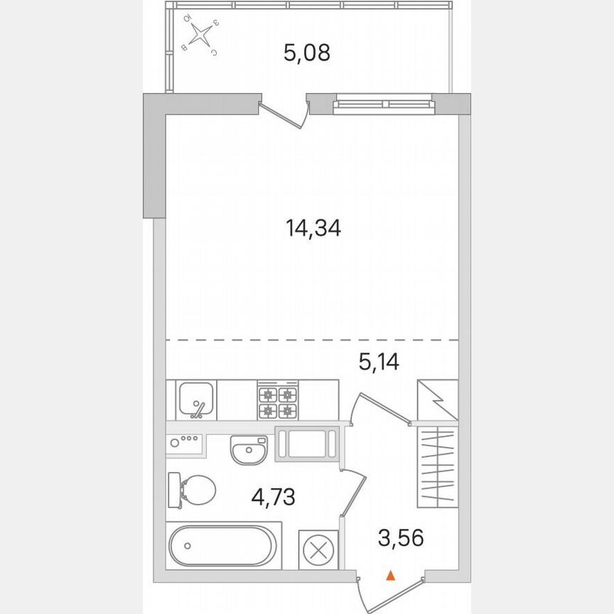 Квартира-студия, 29,3 м², 4/8 эт.