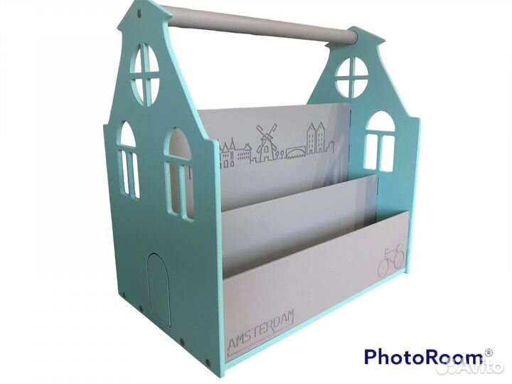 Полка для книг, игр по Монтессори. На колесах