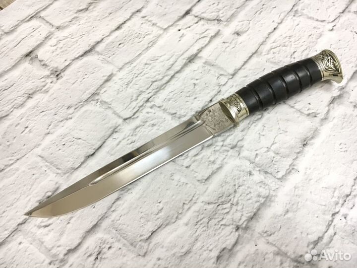 Пластунский нож, кованая 95Х18, граб, мельхиор, с