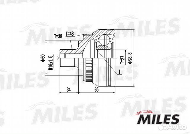 Шрус ford galaxy/VW sharan I 1.8T-2.8 95-99 нар. +