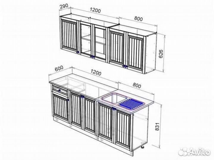 Кухонный гарнитур Хозяюшка 2,0м Дуб вотан/Белый