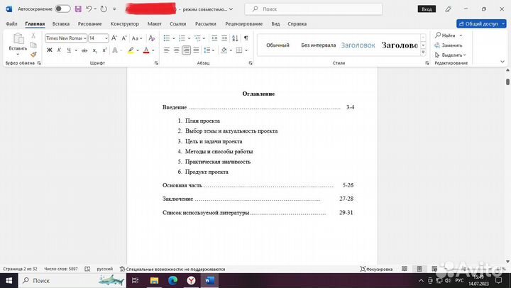 Школьный проект 