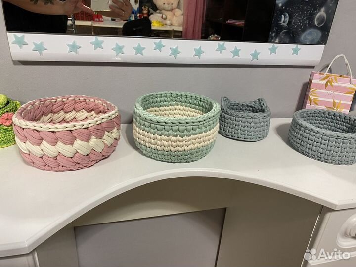 Корзины из трикотажной пряжи. Ручная работа