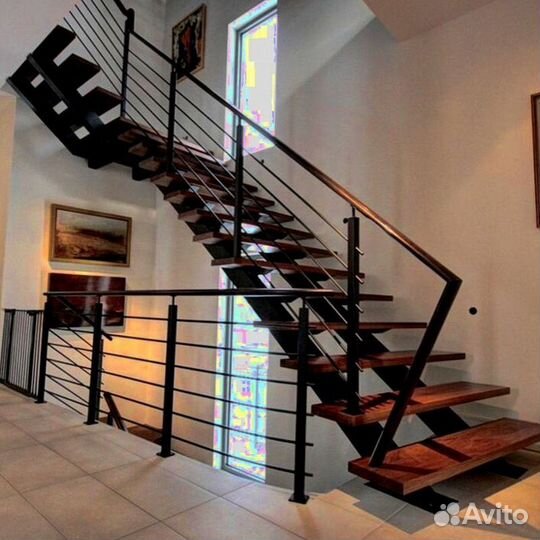 Металлическая лестница в дом под ключ дизайн 5638