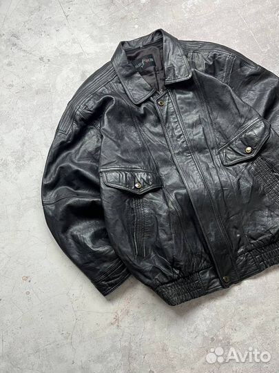 Винтажная кожаная куртка бандитка в стиле 90 х