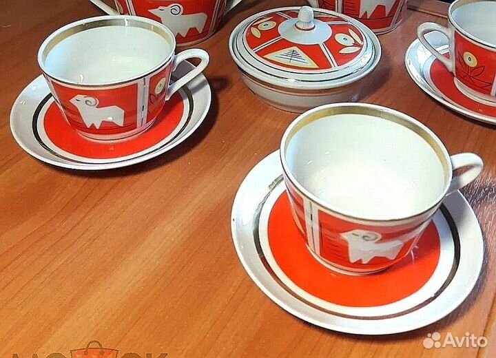 Чашка с блюдцем и сахарница СССР
