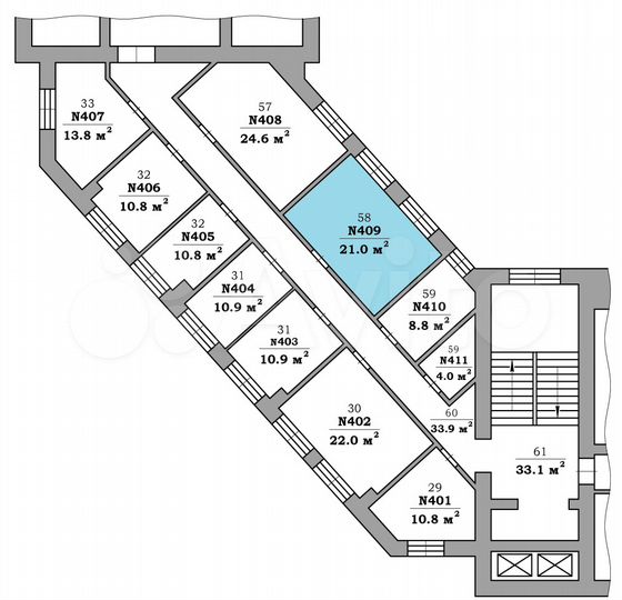 Свободное назначение, Офис, 21 м²