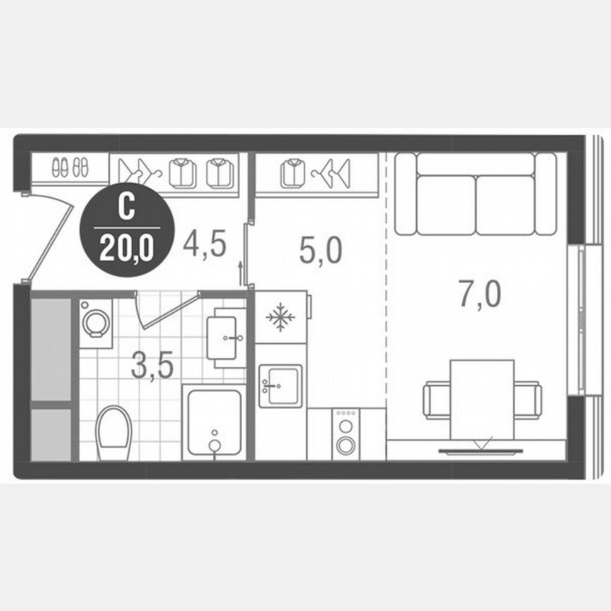 Квартира-студия, 20 м², 10/36 эт.