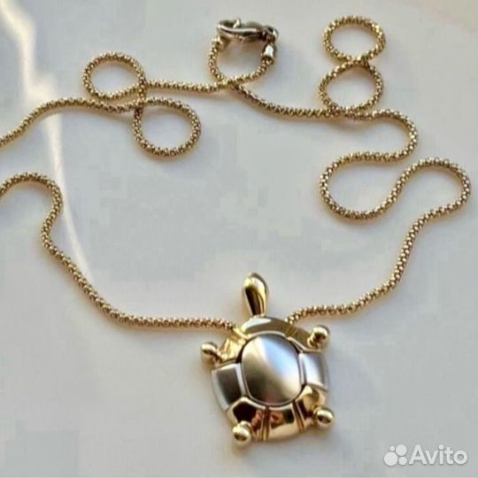 Золотое колье 585 пробы цепь кулон Черепаха