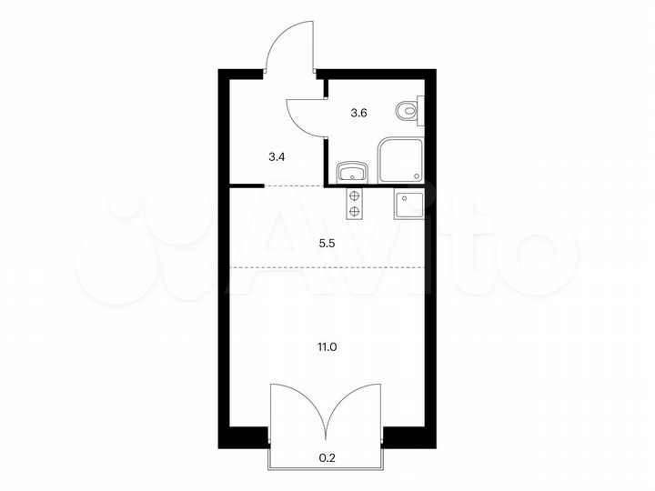 Квартира-студия, 23,7 м², 5/12 эт.