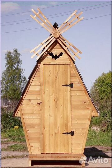 Дачный туалет деревянный прямоугольник SLK