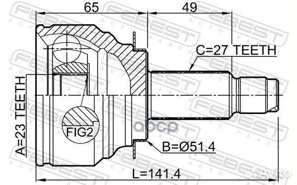 ШРУС наружный 23x51.3x27 subaru impreza G12