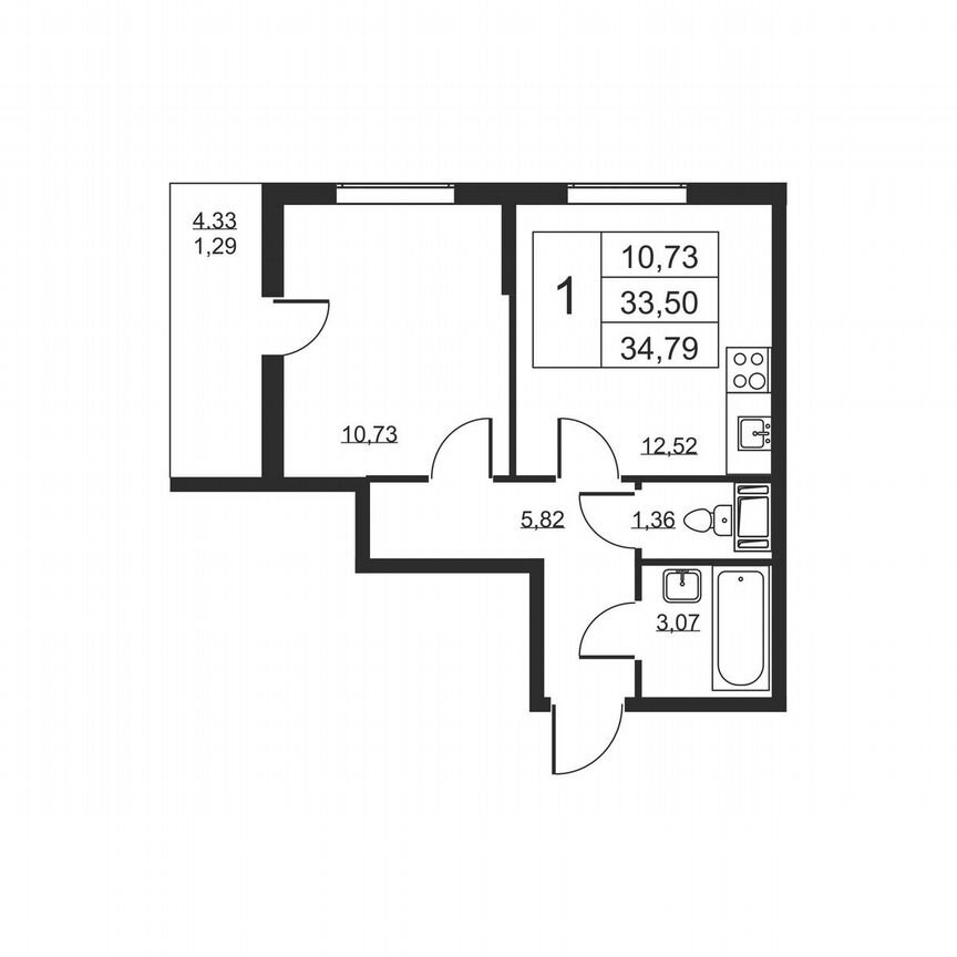 1-к. квартира, 34,8 м², 8/19 эт.