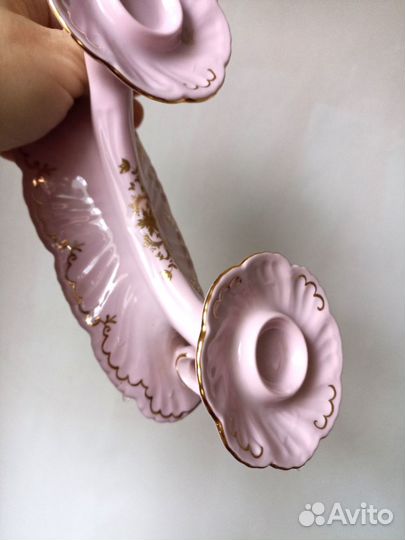 Подсвечник. Розовый фарфор