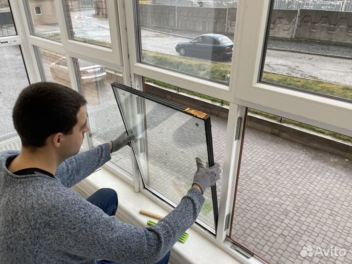 Производство стеклопакетов, замена мастером