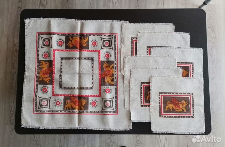 Набор полотенце и 6 салфеток лен, новые