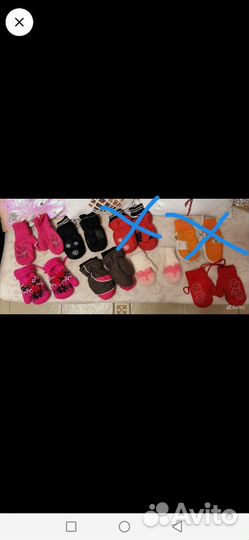 Шапка зимняя теплая на девочку варежки